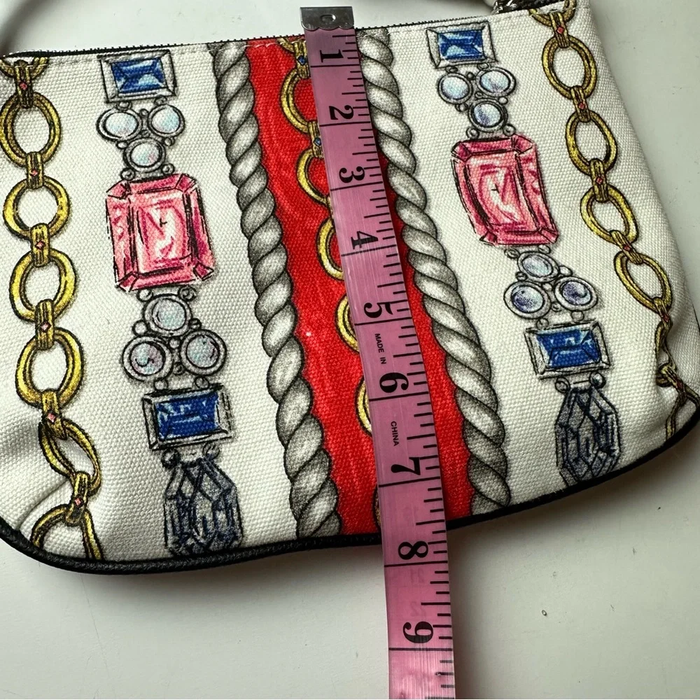Brighton Glitter &Go Pouch Jewels Love Chain Print Tassel MiniCrossbody Bag NWOT